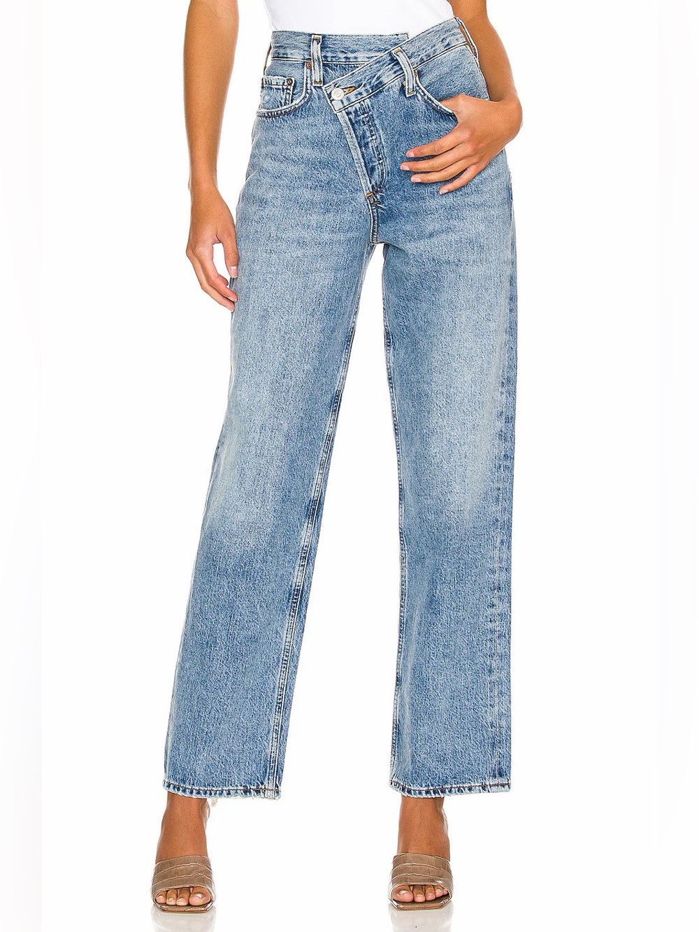 AGOLDE Criss Cross Straight Leg Jeans in Eternal Blue Size 27 - Picture 1 of 9